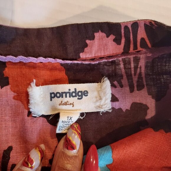 Anthropologie  Porridge Floral Puff Sleeve Button Down Top Size 1X NWOT - Picture 8 of 8